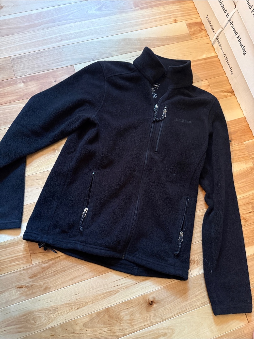 LL Bean Black Fleece Jacket - Lightweight Full-Zip